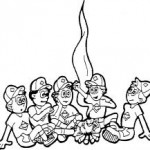 Cubscouts around a campfire